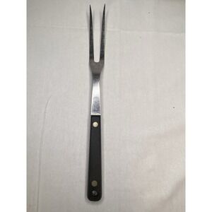 Vintage‎ Flint Stainless Vanadium Carving Fork With Black Handle Made In USA